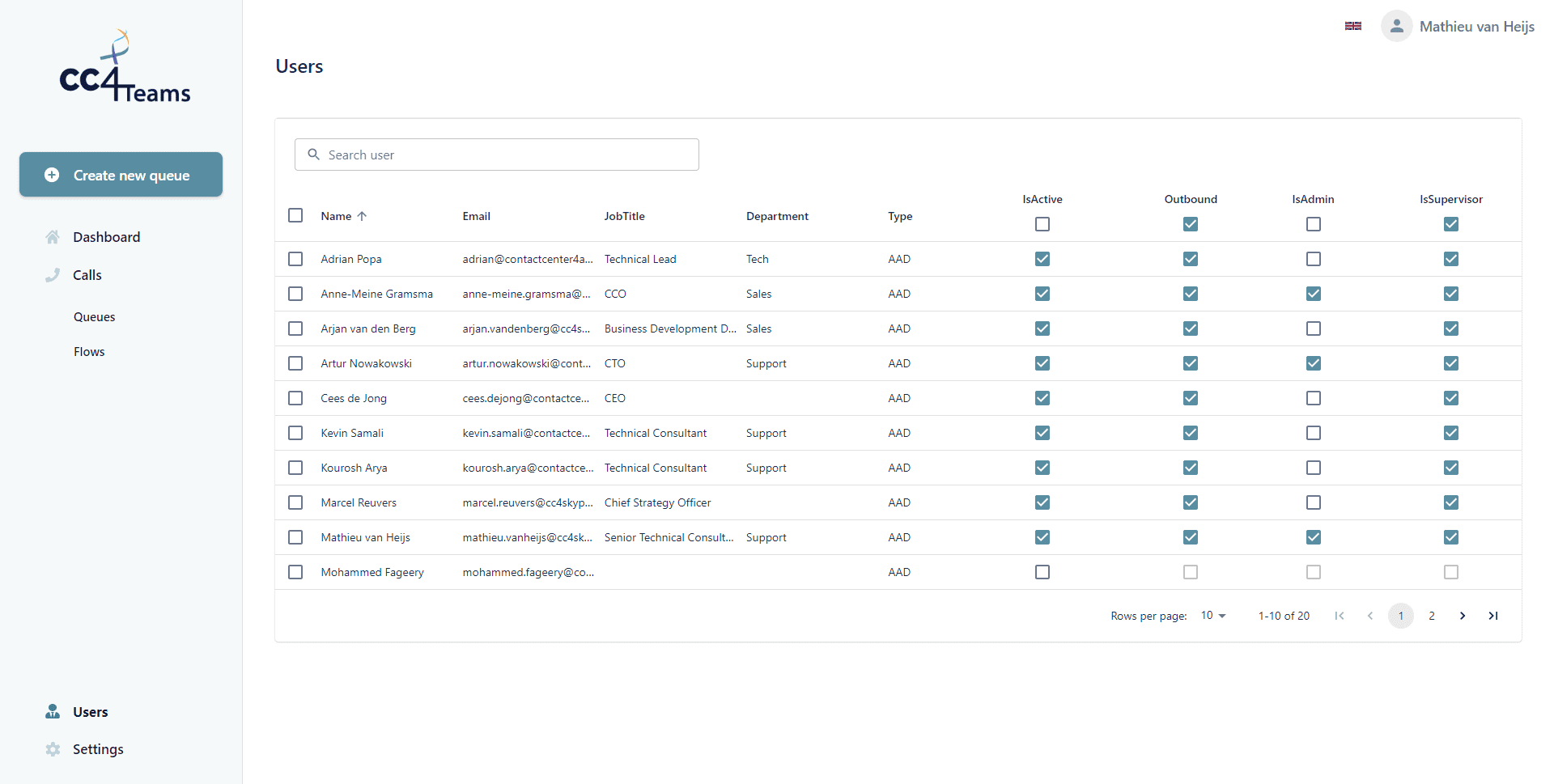 Admin Center CC4Teams