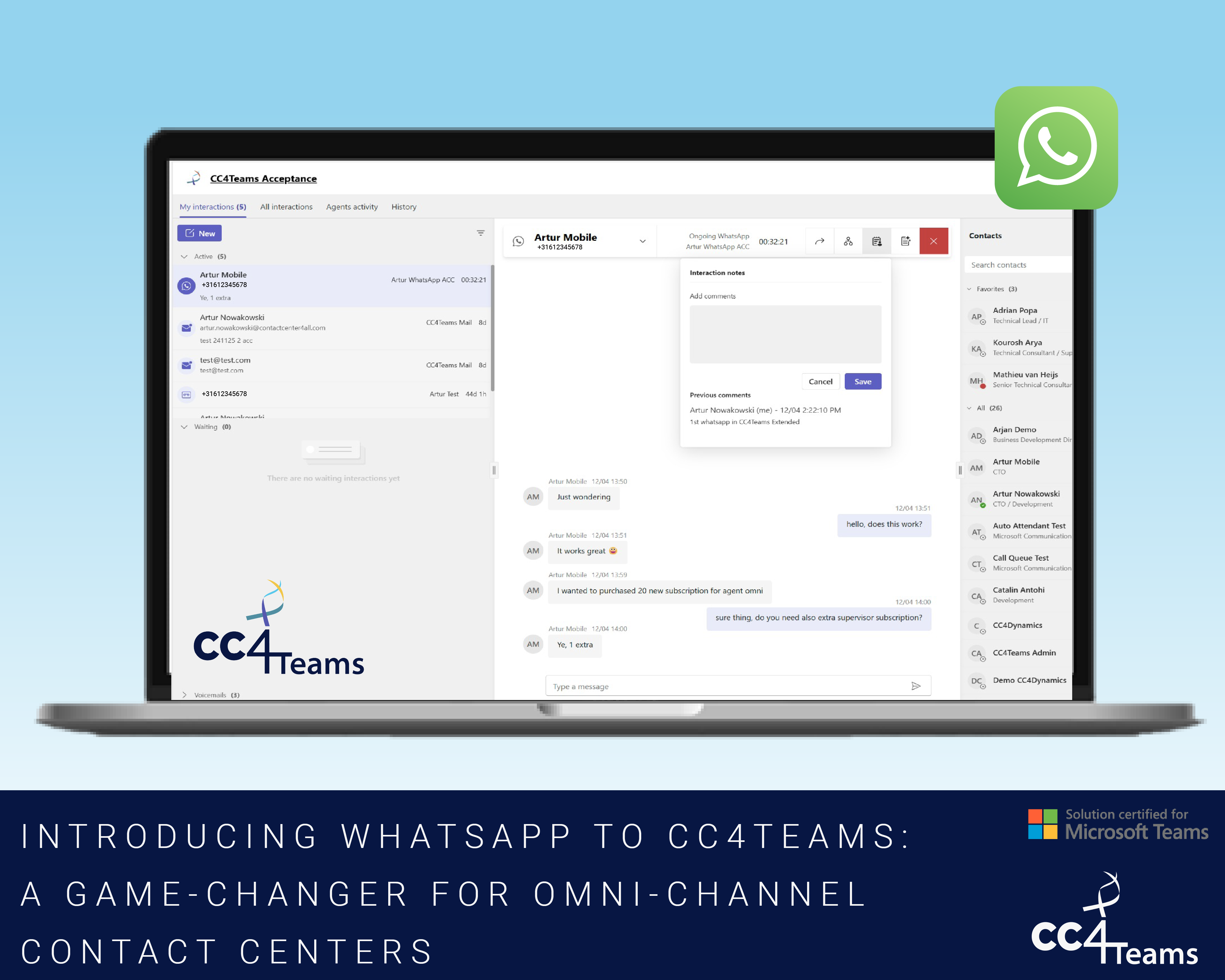 Introducing WhatsApp to CC4Teams: A Game-Changer for Omni-Channel Contact Centers