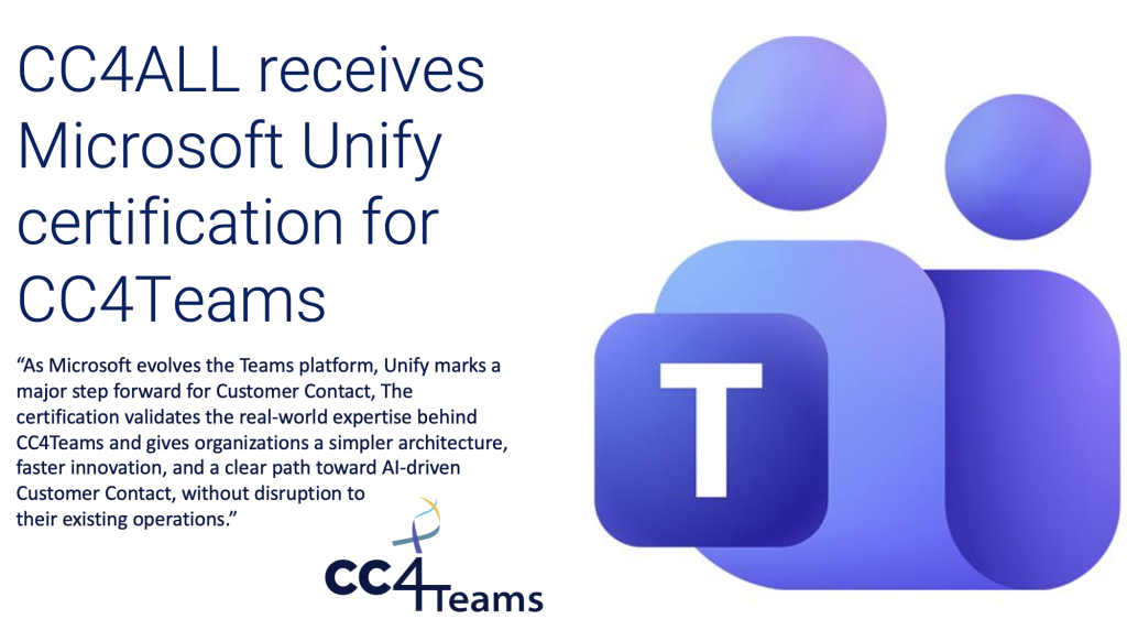 CC4ALL receives Microsoft Unify certification for CC4Teams